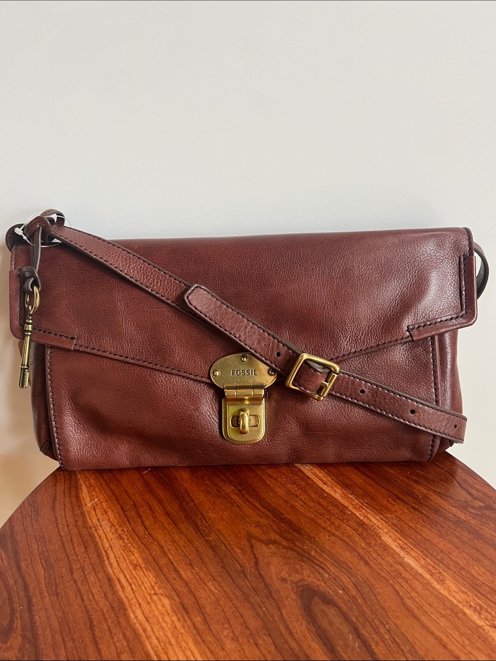 Fossil Chestnut Brown Leather envelope purse